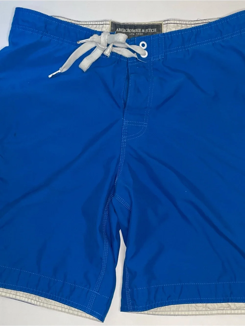 Abercrombie & Fitch Blue Navy White Moose Swim Trunks Shorts Size 36